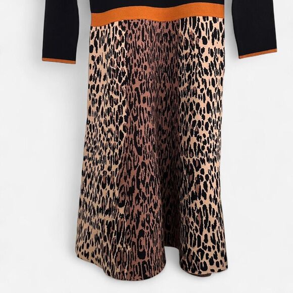 Eliza J old money knit Animal Print Fit & Flare Sweater Dress S - Picture 6 of 8